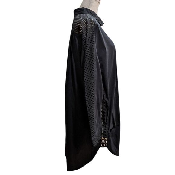 Demoo Parkchoonmoo Button Down Eyelet Collar & Sleeves Blouse Asymmetric Collar - Picture 3 of 8